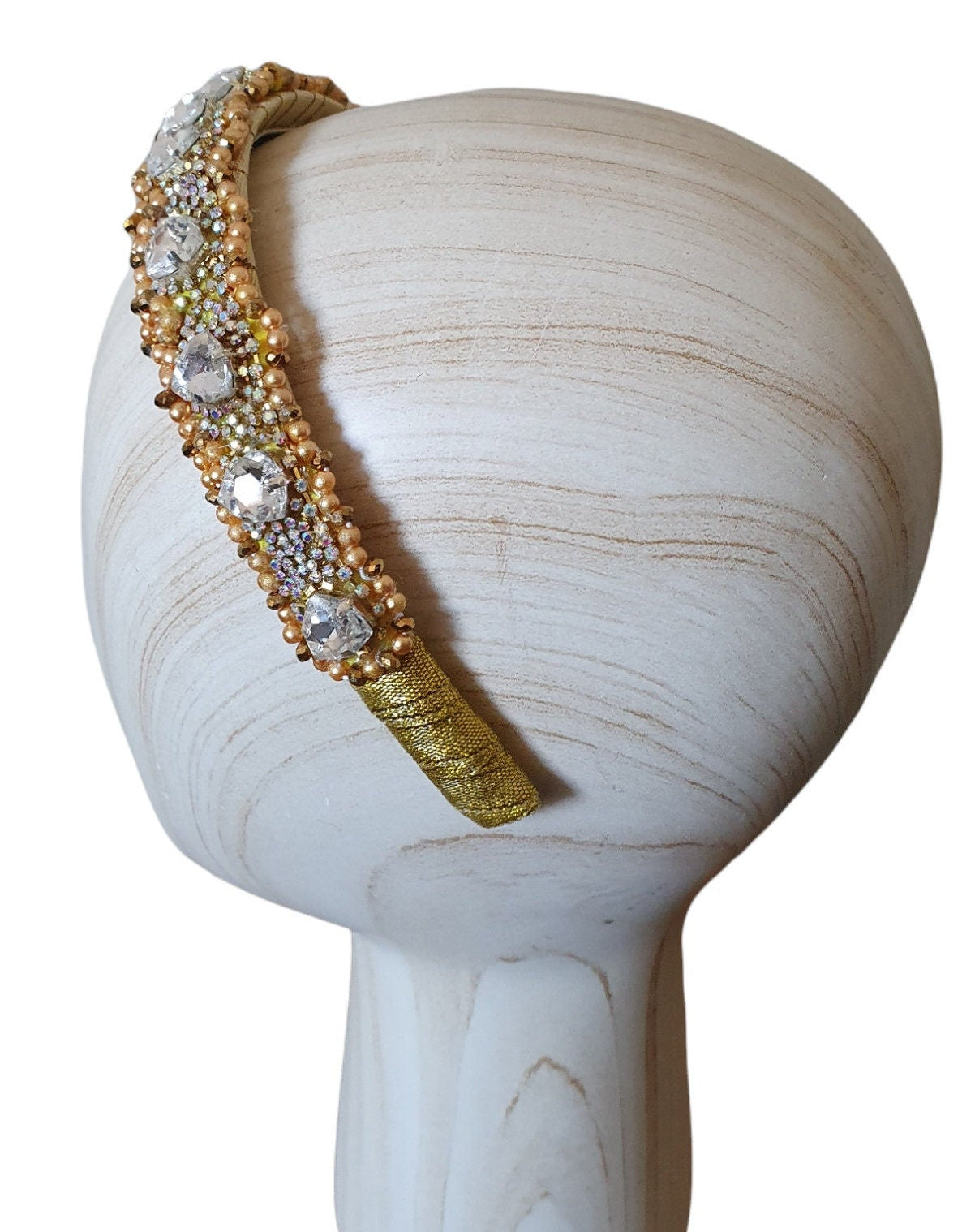 Handgemaakte diadeem met kristallen stenen en parels - Gast tiara, unieke feestelijke tiara, bruiloft, speciaal voor elke gebeurtenis