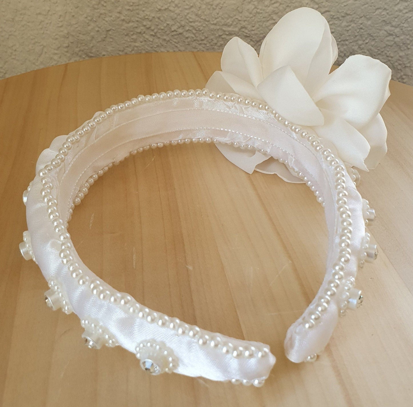 Handmade headband with pearls and silk fabric- Beautiful headband, unique festive diadem, wedding, special occasion