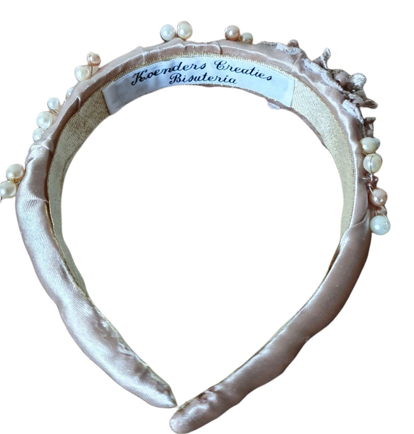 Diadema hecha a mano de tela de seda y flores de encaje - Accesorio elegante para el cabello, bodas, invitadas, diadema para el cabello de mujer