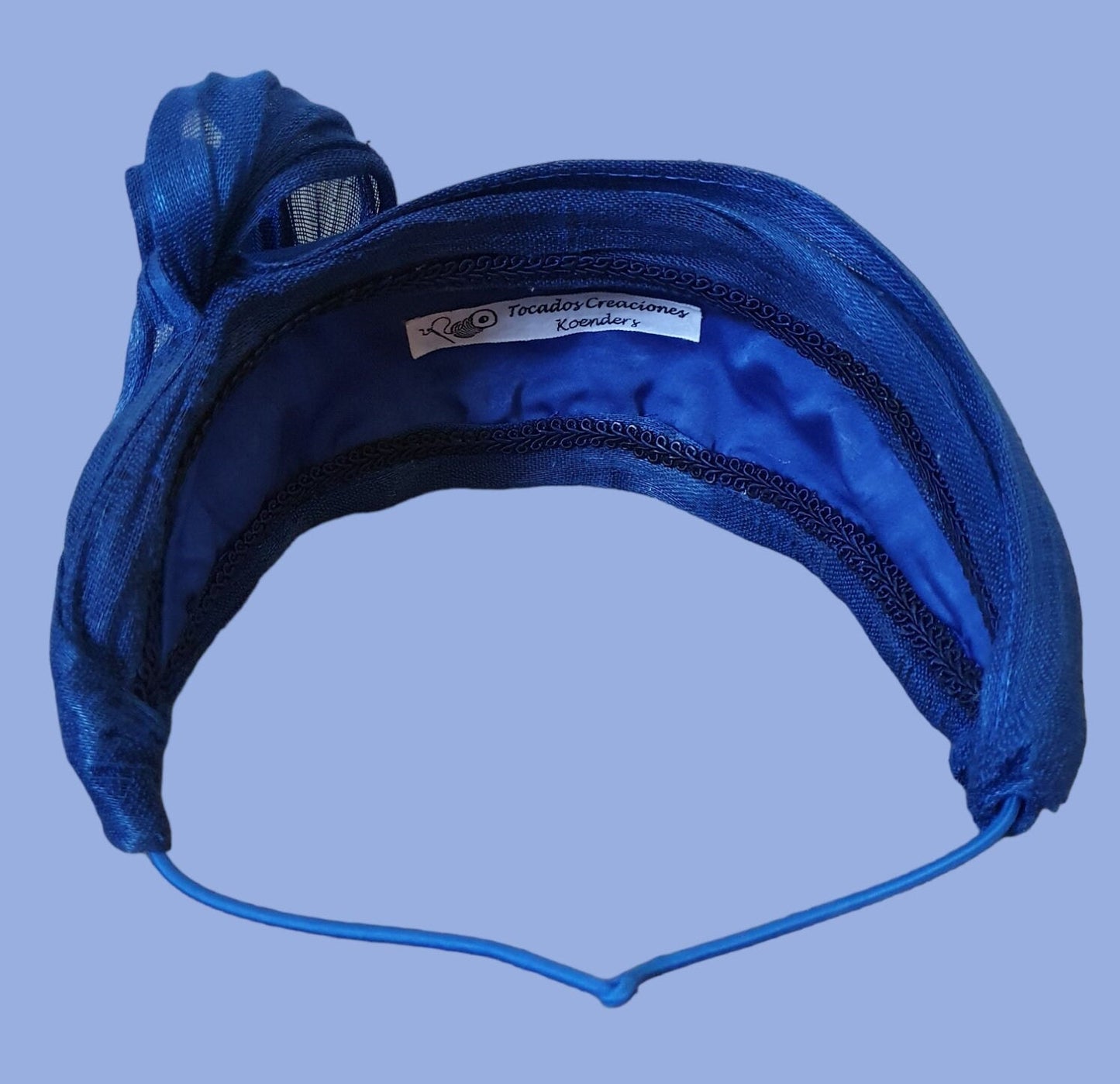 Elegante handgemaakte blauwe hoofdband met zijden abaca bloemensteentjes, gasthoofdband, dameshoofddeksel, bruiloft, speciale evenementen