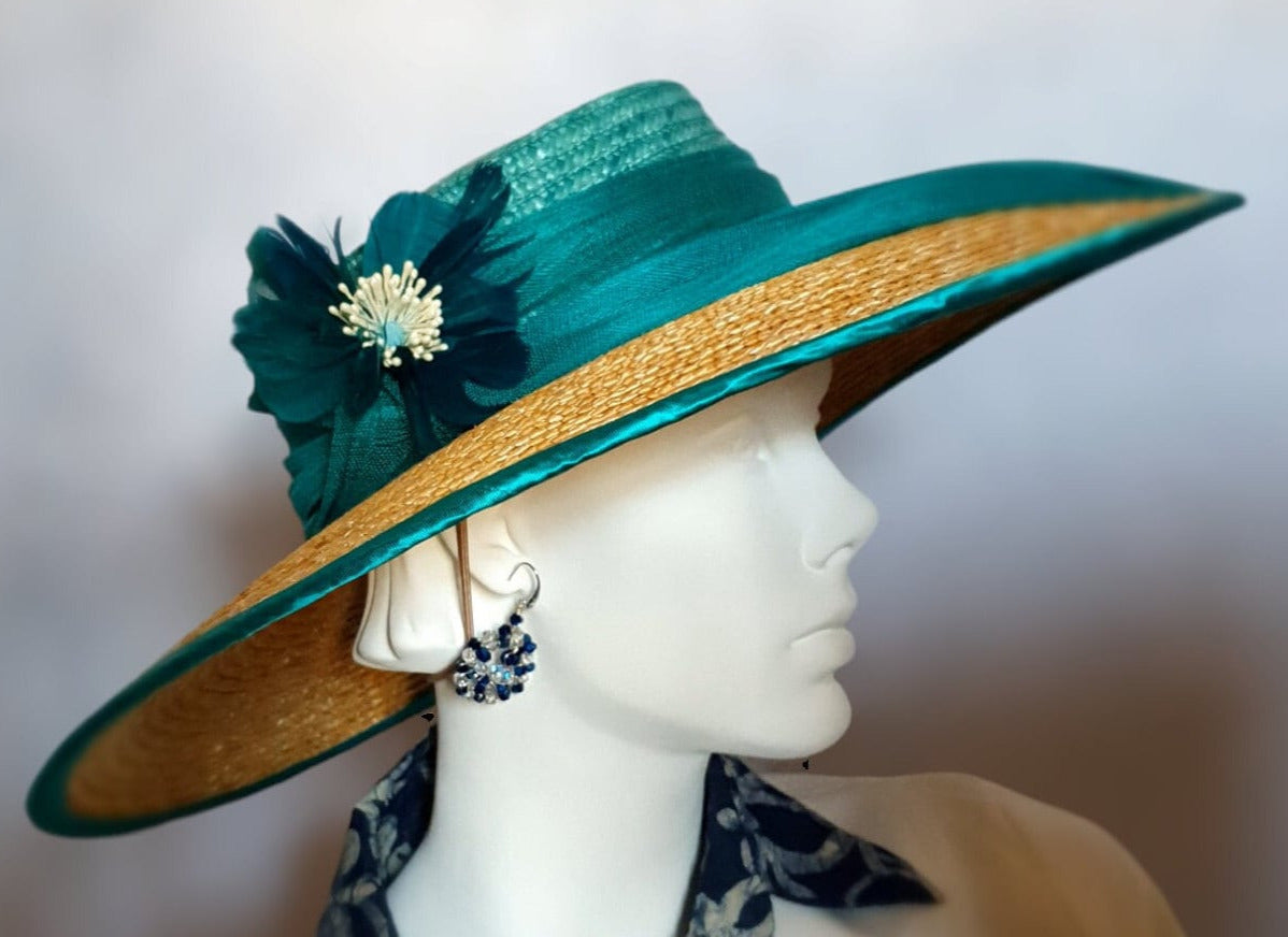 Elegante sombrero de mujer hecho a mano con abacá de seda, sombrero de boda, sombrero de invitada, sombrero de verano, tocado de invitada, sombrero de paja, ocasiones especiales