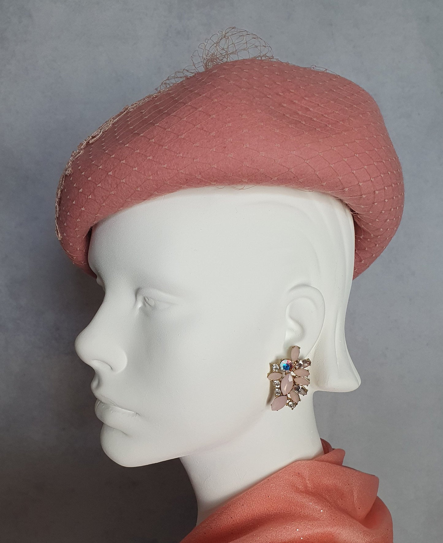 Boina de fieltro mujer hecha a mano, sombrero de invitada, sombrero de señora, tocado elegante, sombrero de boda, sombrero de invierno, eventos especiales